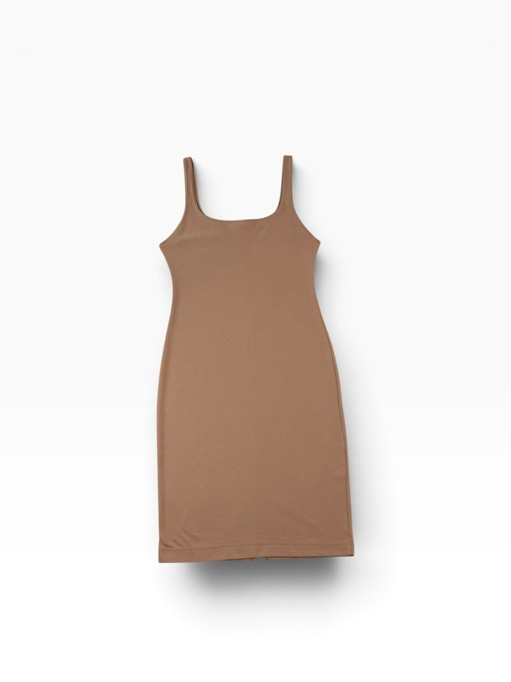 Zara Trafaluc Midi Dress Tan Bodycon Fitted Large